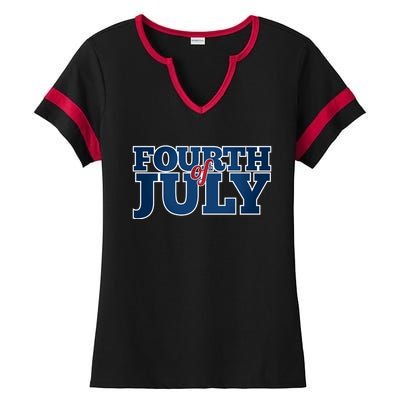 Fourth Of July Patriotic Holiday Ladies Halftime Notch Neck Tee