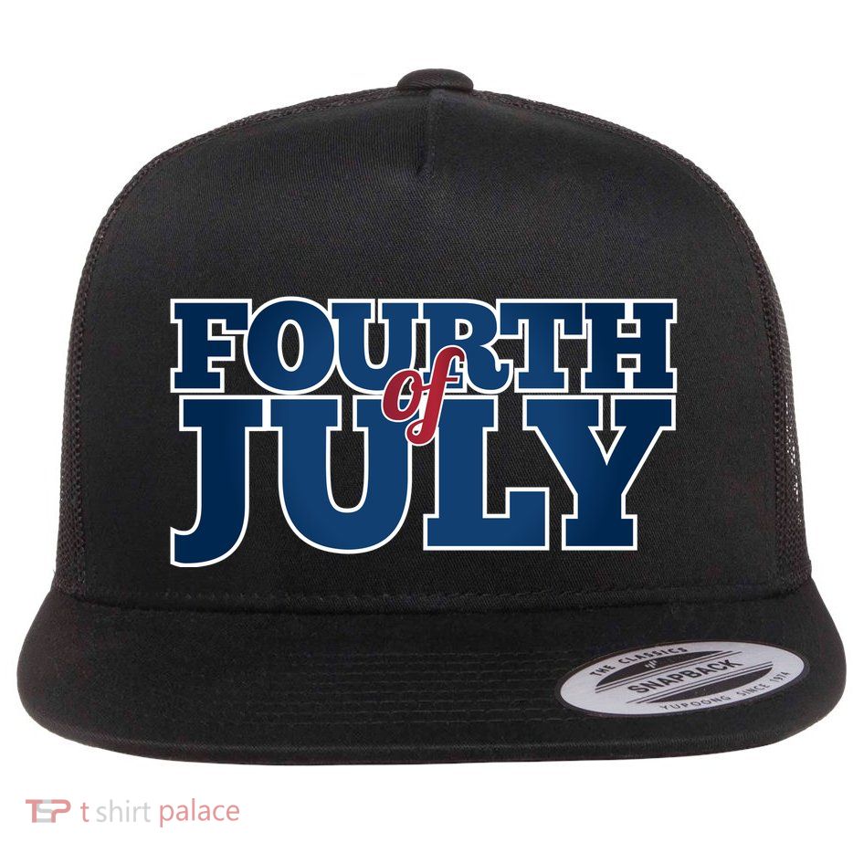 Fourth Of July Patriotic Holiday Flat Bill Trucker Hat