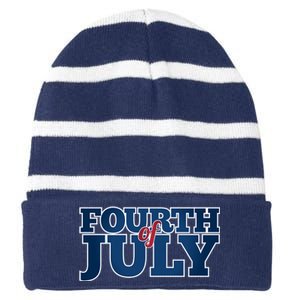 Fourth Of July Patriotic Holiday Striped Beanie with Solid Band