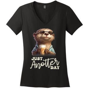 Funny Otter Just Anotter Day For Otter Lover Women's V-Neck T-Shirt