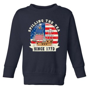 Fourth Of July Spilling The Tea 1773 Funny American History Toddler Sweatshirt