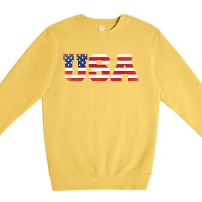 Fourth Of July 4th July Us America Flag Premium Crewneck Sweatshirt