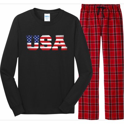 Fourth Of July 4th July Us America Flag Long Sleeve Pajama Set