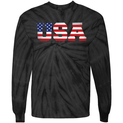 Fourth Of July 4th July Us America Flag Tie-Dye Long Sleeve Shirt