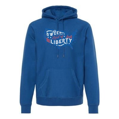 Fourth Of July Sweet Land Of Liberty Vintage Map Usa Cool Gift Premium Hoodie