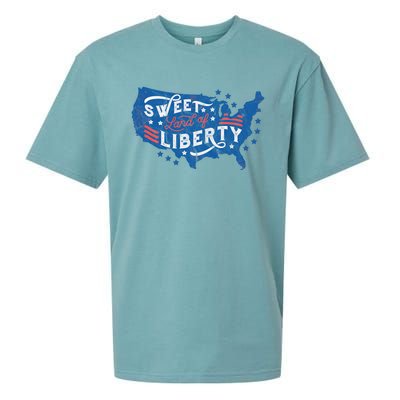 Fourth Of July Sweet Land Of Liberty Vintage Map Usa Cool Gift Sueded Cloud Jersey T-Shirt