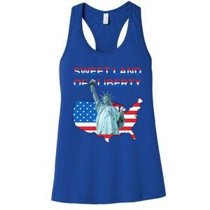 Fourth Of July Sweet Land Of Liberty Patriotic Usa Flag Gift Women's Racerback Tank