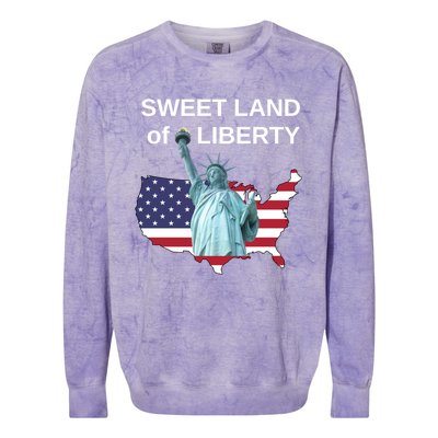 Fourth Of July Sweet Land Of Liberty Usa Flag Patriotic Gift Colorblast Crewneck Sweatshirt