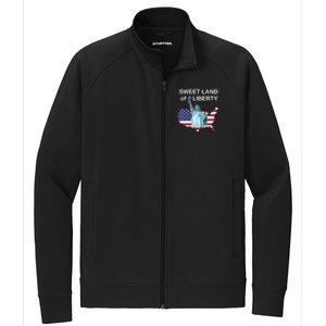 Fourth Of July Sweet Land Of Liberty Usa Flag Patriotic Gift Stretch Full-Zip Cadet Jacket