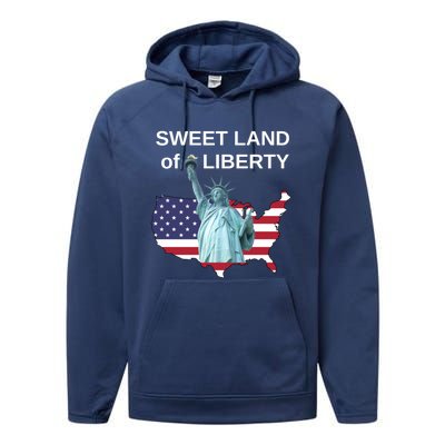 Fourth Of July Sweet Land Of Liberty Usa Flag Patriotic Gift Performance Fleece Hoodie