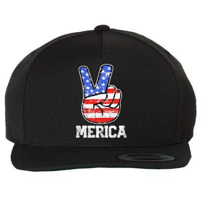 Fourth Of July American Flag Patriotic Independence Gift Wool Snapback Cap