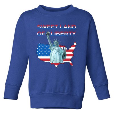 Fourth Of July Sweet Land Of Liberty Patriotic Usa Flag Gift Toddler Sweatshirt