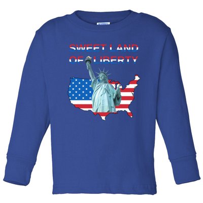 Fourth Of July Sweet Land Of Liberty Patriotic Usa Flag Gift Toddler Long Sleeve Shirt