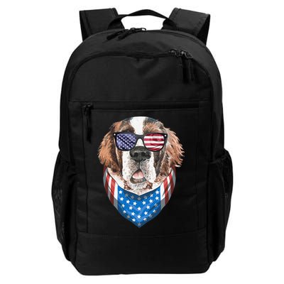 Fourth of July Bernard American Flag July 4th St Bernard Dog Backpack