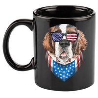 Fourth of July Bernard American Flag July 4th St Bernard Dog 11oz C Handle Ceramic Mug