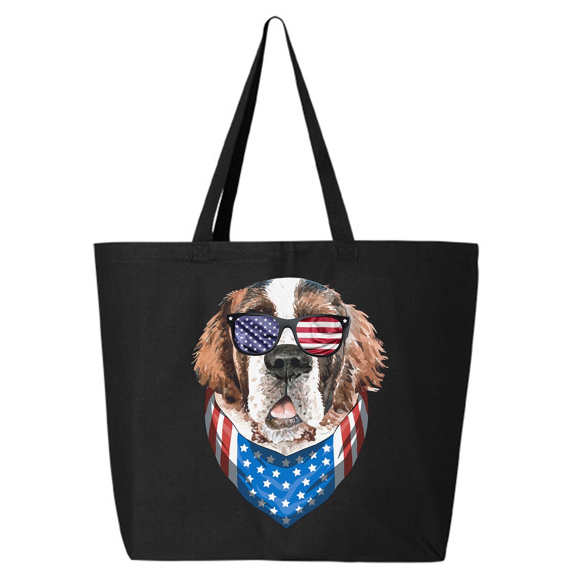 Fourth of July Bernard American Flag July 4th St Bernard Dog 25L Jumbo Tote