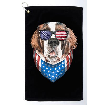 Fourth of July Bernard American Flag July 4th St Bernard Dog Golf Towel