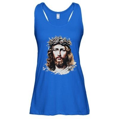 Face Of Jesus Christ Crown Of Thorns Catholic Faith Ladies Essential Flowy Tank