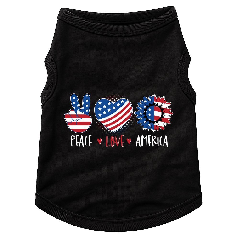 Fourth Of July Peace Love America Doggie Tank