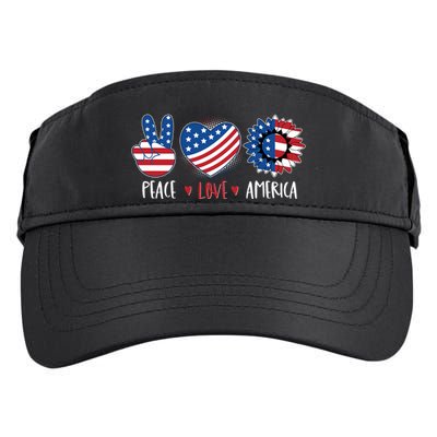 Fourth Of July Peace Love America Adult Drive Performance Visor