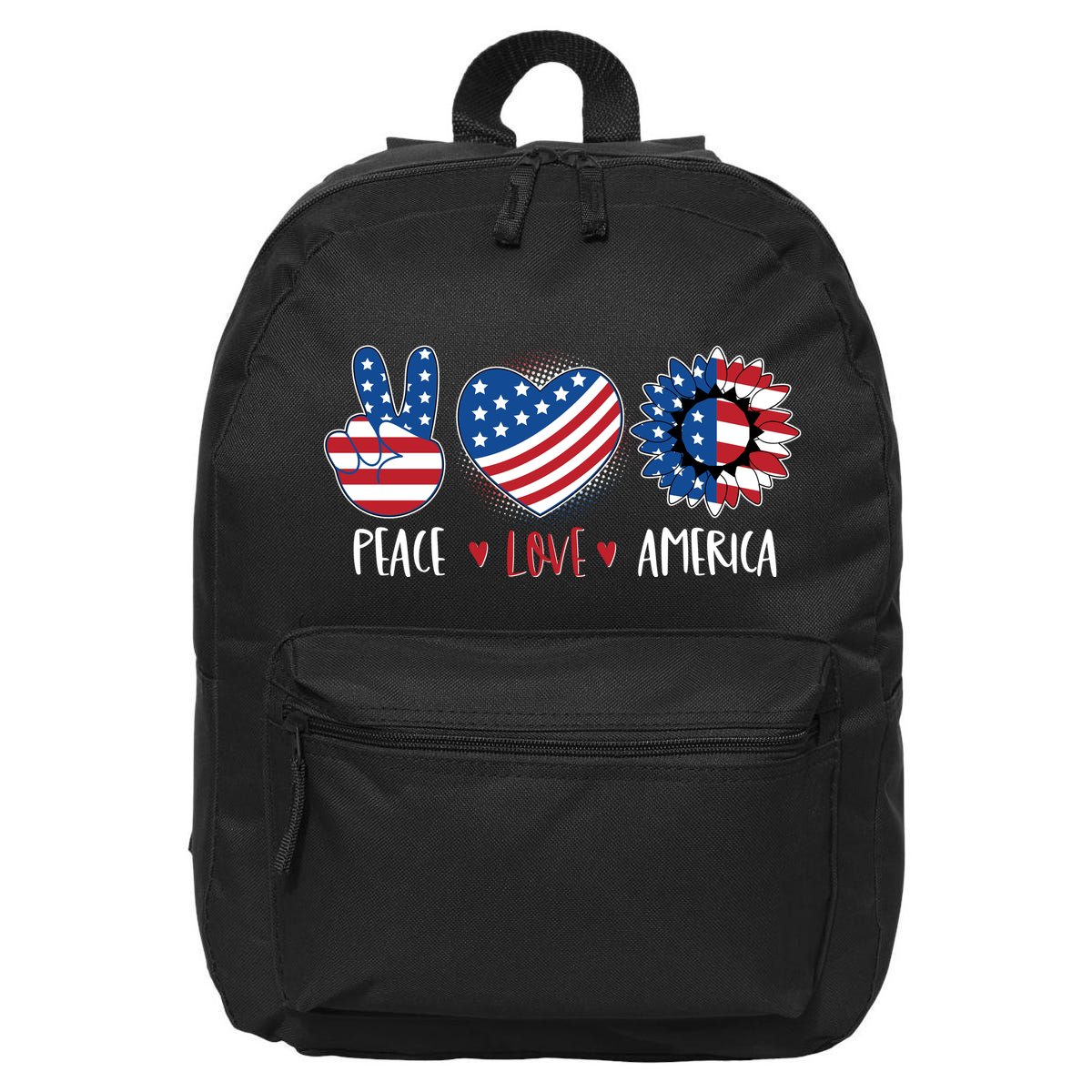 Fourth Of July Peace Love America 16 in Basic Backpack