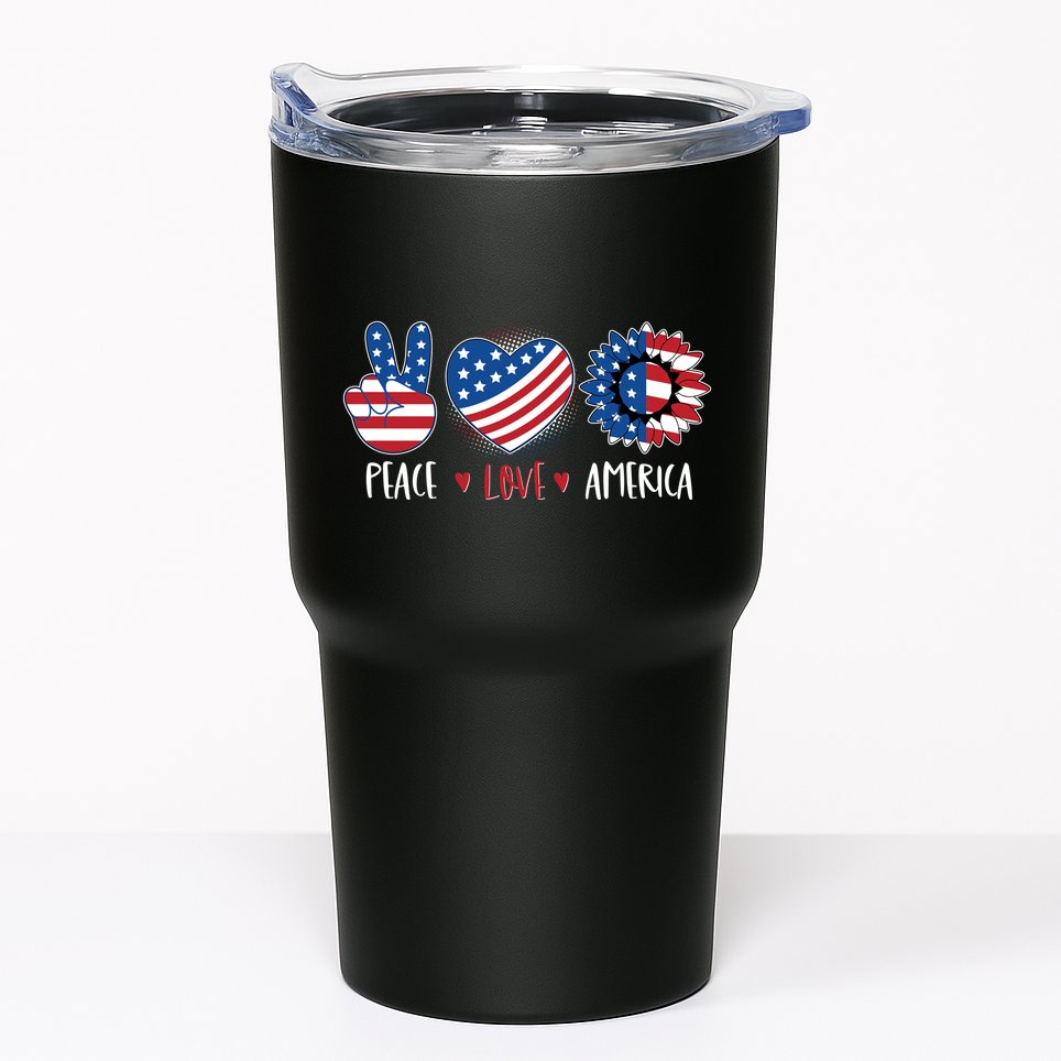 Fourth Of July Peace Love America Tumbler