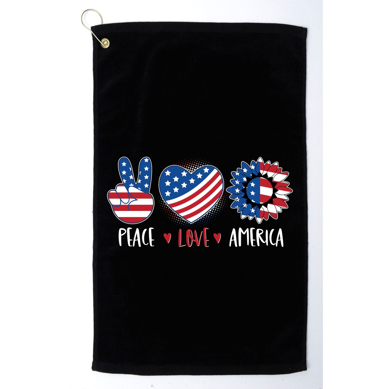 Fourth Of July Peace Love America Golf Towel