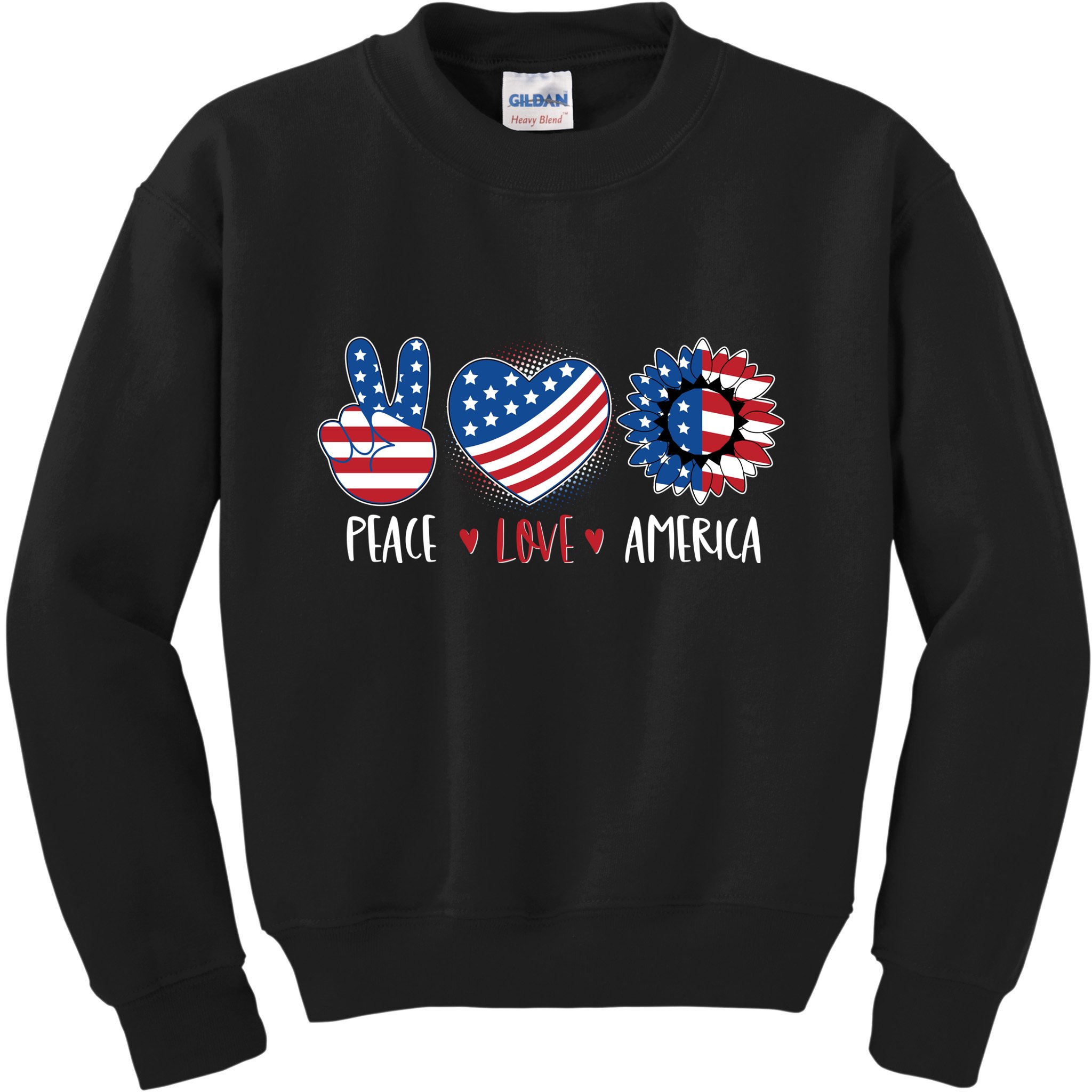 Fourth Of July Peace Love America Kids Sweatshirt