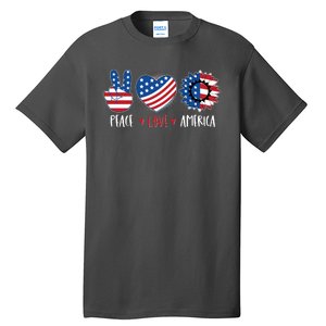 Fourth Of July Peace Love America Tall T-Shirt