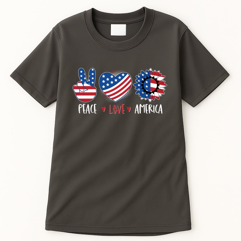 Fourth Of July Peace Love America Tall T-Shirt