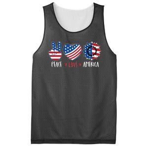 Fourth Of July Peace Love America Mesh Reversible Basketball Jersey Tank