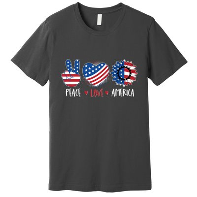 Fourth Of July Peace Love America Premium T-Shirt