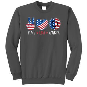 Fourth Of July Peace Love America Tall Sweatshirt