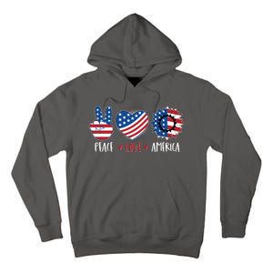 Fourth Of July Peace Love America Tall Hoodie