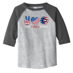 Fourth Of July Peace Love America Toddler Fine Jersey T-Shirt