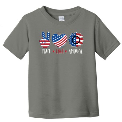 Fourth Of July Peace Love America Toddler T-Shirt