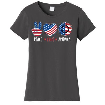 Fourth Of July Peace Love America Women's T-Shirt