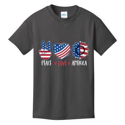 Fourth Of July Peace Love America Kids T-Shirt