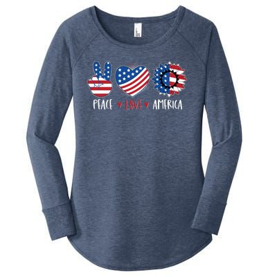 Fourth Of July Peace Love America Women's Perfect Tri Tunic Long Sleeve Shirt