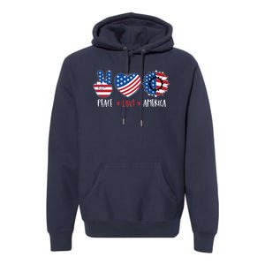 Fourth Of July Peace Love America Premium Hoodie