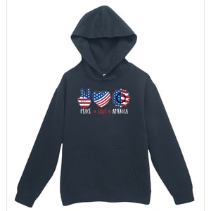 Fourth Of July Peace Love America Urban Pullover Hoodie