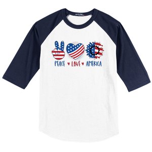 Fourth Of July Peace Love America Baseball Sleeve Shirt