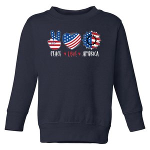 Fourth Of July Peace Love America Toddler Sweatshirt