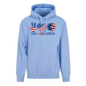 Fourth Of July Peace Love America Unisex Surf Hoodie