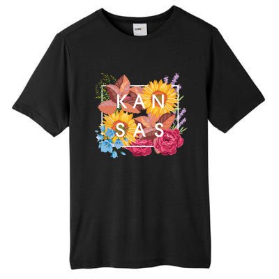 Flowers Of Kansas Word Art Kansan State Pride Tall Fusion ChromaSoft Performance T-Shirt