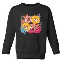 Flowers Of Kansas Word Art Kansan State Pride Toddler Sweatshirt