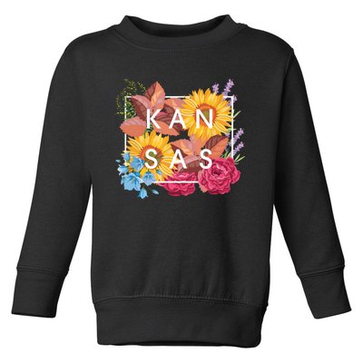 Flowers Of Kansas Word Art Kansan State Pride Toddler Sweatshirt