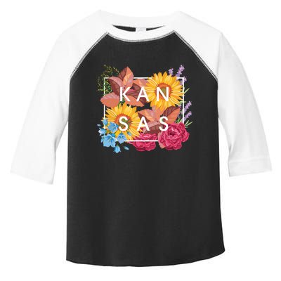 Flowers Of Kansas Word Art Kansan State Pride Toddler Fine Jersey T-Shirt