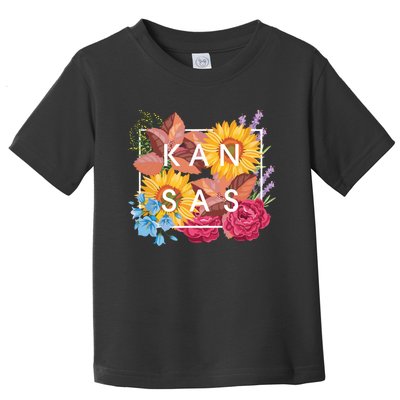 Flowers Of Kansas Word Art Kansan State Pride Toddler T-Shirt