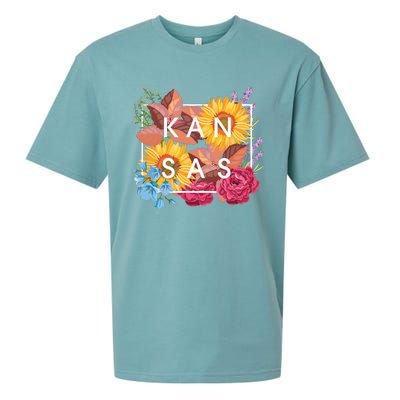 Flowers Of Kansas Word Art Kansan State Pride Sueded Cloud Jersey T-Shirt